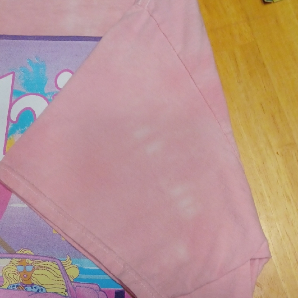 Barbie Dream Car Pink And White Tye Dye Tee Shirt. Size L - Picture 9 of 10